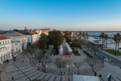 Faro's marina and old town from above