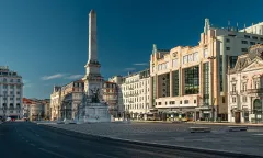 Praça dos Restauradores in Lisbon, the square the hostel is on