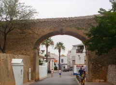 A gateway through Lagos's old city walls; the hostel is inside the walls